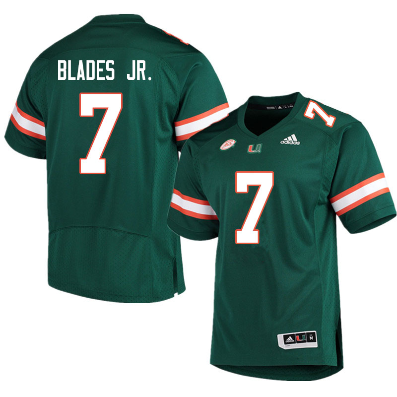 Men #7 Al Blades Jr. Miami Hurricanes College Football Jerseys Sale-Green
